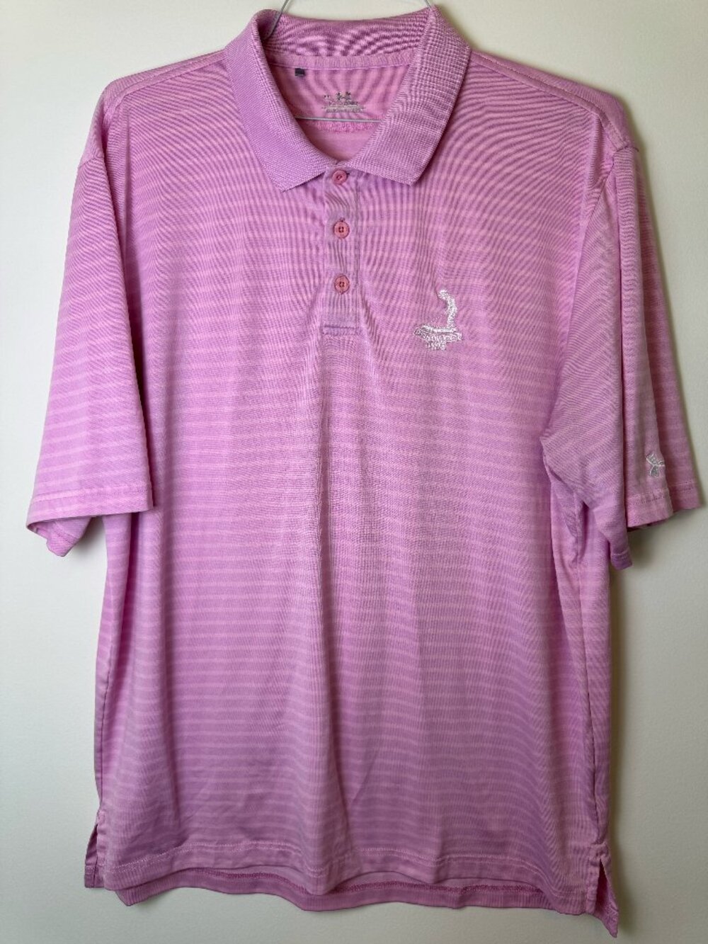 Under Armour HeatGear Golf Polo Men’s Large Pink Pinehurst Logo